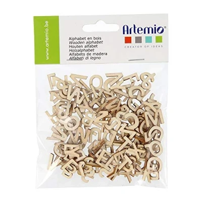 Afbeelding van Artemio Houten Alfabet 162/Pkg Natural .51&quot;