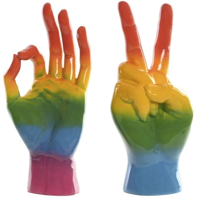 Afbeelding van Decoratieve figuren Home ESPRIT Multicolour Hand 16 x 10 36 cm (2 Stuks)