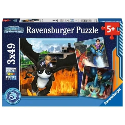 Afbeelding van Ravensburger Kinderpuzzle 05688 Dragons: Die 9 Welten 3x49 Teile Dragons Puzzle für Kinder ab 5 Jahren