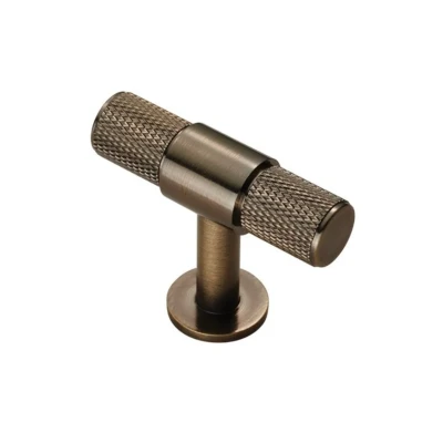 Afbeelding van Fingertip Designs T knop &quot;Knurled&quot; 50mm Antiek messing