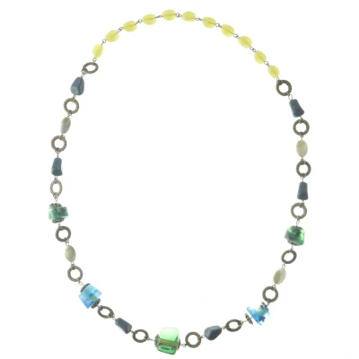 Afbeelding van Behave Lange ketting groen blauwe kralen 80 cm