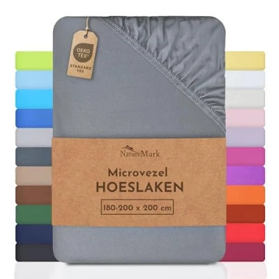 Afbeelding van NatureMark Microvezel Hoeslaken, Speciale Prijs! Merkproduct in Verschillende Kleuren en Maten, Marineblauw 180x200 200x200 cm