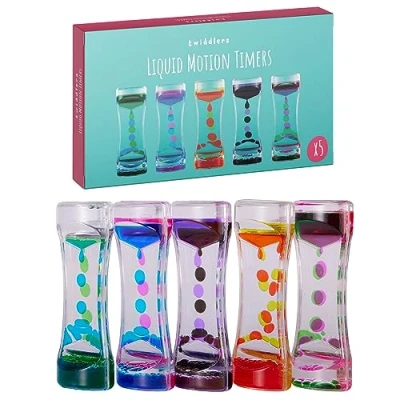 Afbeelding van The Twiddlers 5 stuks Vloeibare Zandloper Liquid Motion Timer Zintuiglijk speelgoed voor kinderen en volwassenen Effectief kalmerend om de stress te verminderen Ideaal cadeau (jongens meisjes)
