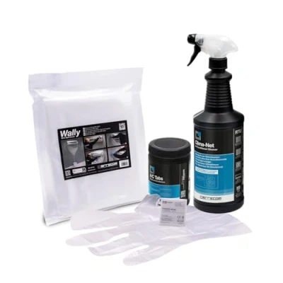Afbeelding van ERRECOM Cleaning Kit for Air Conditioners, includes Clima Net 1L Cleaner A/C Filters and Evaporators, Wally Cover, Tabs 40 Conditioner Tabs, long lasting effect, Disposable Gloves