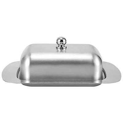 Afbeelding van Geïsoleerde Boterschaal, Roestvrijstalen Boterplaat Luchtdichte Grote Boterhouder met Deksel Kaas Opslag Boter Container Tray, 18.5x12x7 cm