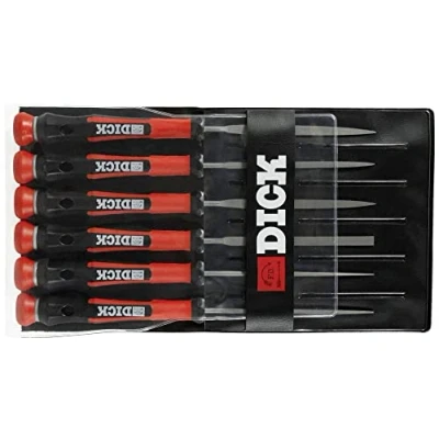 Afbeelding van Dick 2160142 2K Set naaldvijlen 6 delig met zwart/rode handgrepen, 140 mm, kap 2, Lengte mm 1 set(s)