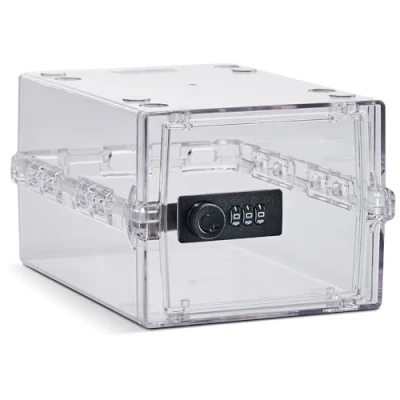 Afbeelding van Lockabox Mini™ Kristal Klein afsluitbaar medicijnkastje 3 liter combinatieslot voor voedsel, medicijnen en thuisveiligheid BPA vrij