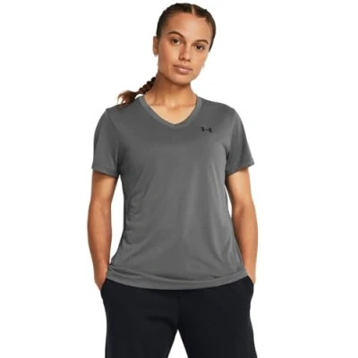Afbeelding van Under Armour TECH Solid Sport Tshirt, Dames, Maat: Large, Castlerock/black