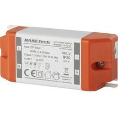Afbeelding van Basetech LD 12 15 LED transformator Constante spanning W 1.25 A Geschikt voor meubels, Overspanning, Montage op ontvlambare oppervlakken 1 stuk(s)