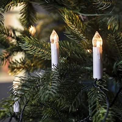 Afbeelding van Lights4fun Kerstlichtsnoer, 20 witte led kaarsen, warmwit, met pincet voor kerstboom