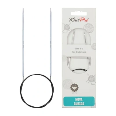 Afbeelding van KnitPro KP12191 80 cm x 2,5 mm Nova Cubics vaste rondbreinaalden, glanzend messing, zilver