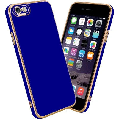 Afbeelding van Cadorabo Hoesje geschikt voor Apple iPhone 6 PLUS / 6S in Glossy Blauw Rose Goud Beschermhoes van flexibel TPU silicone Case Cover en met camerabescherming