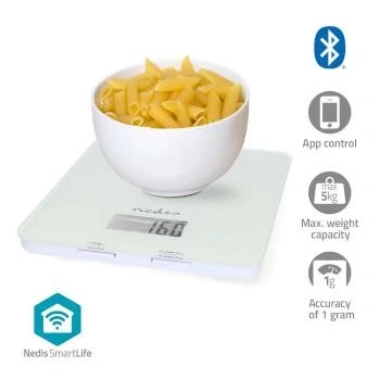 Afbeelding van SmartLife keukenweegschaal Bluetooth® Glas / Kunststof Wit Nedis