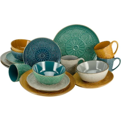 Afbeelding van CreaTable Combi servies Samarkand Servies, ambachtelijk karakter, 16 delen, voor 4 personen (set, delig)