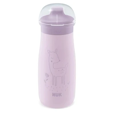 Afbeelding van NUK Mini Me Sip Kinderbeker 9+ maanden 300 ml Roestvrijstalen drinkfles voor kinderen Lekvrije schenktuit Onbreekbaar Lila Deer