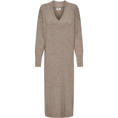 Afbeelding van ONLY ONLNEW TESSA L/S MIDI V DRESS KNT NOOS Dames Jurk Maat XL
