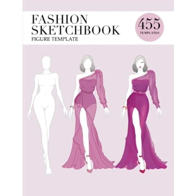 Afbeelding van Fashion Sketchbook Figure Template: 455 Large Female Template for easily Sketching Your Design Styles with thin lines