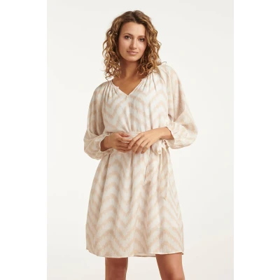 Afbeelding van Smashed Lemon 25014 Zachte En Vloeiende 3/4 Mouw Jurk Met Zigzag Print M