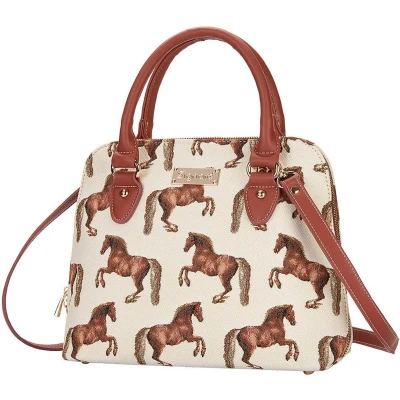 Afbeelding van Signare luxe gobelinstof Handtas Schoudertas Whistlejacket Paarden Paard George Stubbs