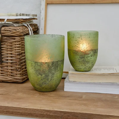 Afbeelding van LOBERON Windlicht set van 2 Bessens groen