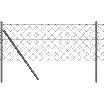 Afbeelding van vidaXL Kettinglink Hek met 7 Posts 0.6x10 m Gegalvaniseerd Staal Grijs