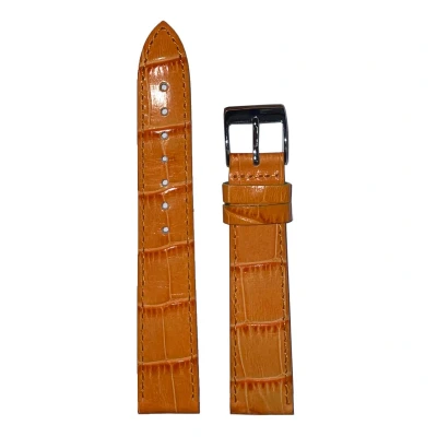Afbeelding van Horlogeband 20mm Oranje Echt leer in croco print Roestvrijstalen gesp