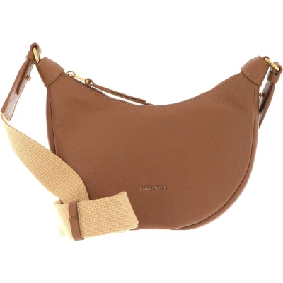 Afbeelding van COCCINELLE Leren Schoudertas Avondtas Maelody Handbag Nocciola Lichtbruin