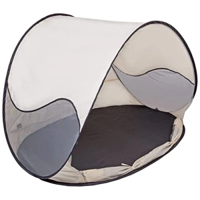 Afbeelding van DERYAN Strandtent pop up met klamboe 120x90x80 cm crèmekleurig