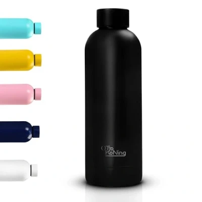 Afbeelding van Roestvrijstalen Waterfles 500 ml Otto Koning Dubbelwandige Vacuüm Geïsoleerde Waterfles. Houdt koude dranken 24 uur en warme 12 uur. Lekvrije Thermosfles BPA Vrij (Zwart)