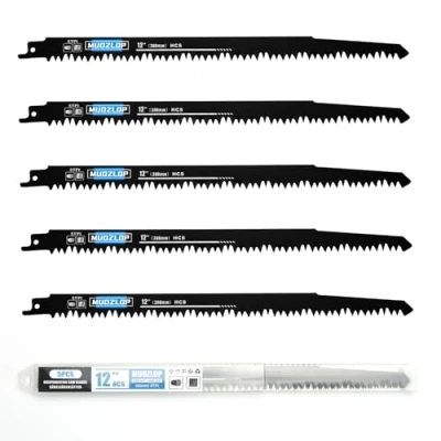 Afbeelding van MUOZLOP 5 stuks 12 inch reciprozaagbladen set, TPI zaagbladen voor reciprozaagbladen, hout/metaal, (5, 5TPI, 300 mm)
