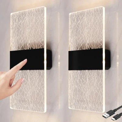Afbeelding van LED Wandlamp Touch Bediening, USB Oplaadbare Batterij Wandverlichting, 2 Modi, Zwarte Draadloze Magnetische Installatie, 3W Moderne Binnen Met Schakelaar, 3000K Instelbare Helderheid pack