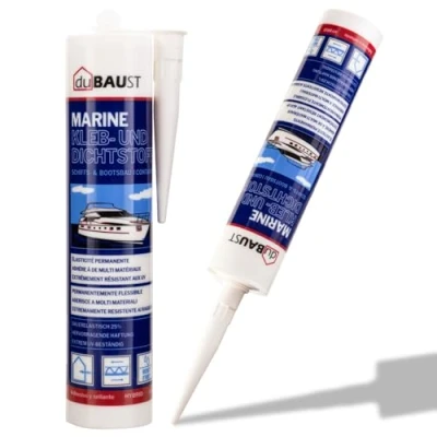Afbeelding van dubaust BOT24 Marine Lijmafdichtmiddel voor boot, schip, jacht, binnen en buiten, uv bestendig, hechting op alle ondergronden, bootlijm, afdichtmiddel, 290 ml, patroon (1, wit)