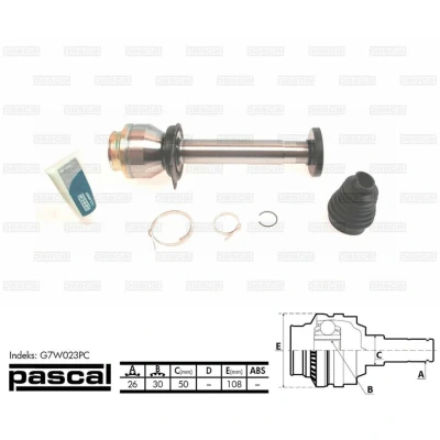 Afbeelding van Homokineet reparatie set, aandrijfas PASCAL G7W023PC