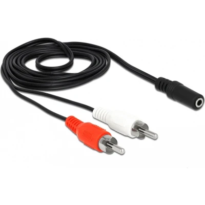Afbeelding van Delock Audio Kabel 2 x RCA Plug naar 1 3.5 mm 3 Pin Jack 5 m Deloc