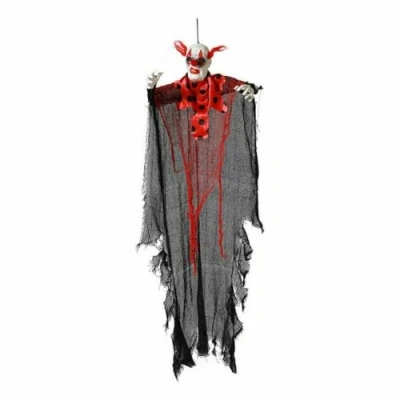 Afbeelding van Halloween/horror thema hang decoratie horror clown enge/griezelige pop 120 cm Feestdecoratievoorwerp