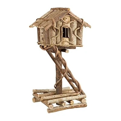 Afbeelding van Relaxdays vogelhuisje staand decoratief vogelvoederhuisje met ladder handgemaakt hout