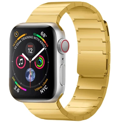 Afbeelding van Apple Watch bandje Staal Goud Geschikt voor Series 1/2/3/4/5/6/7/8/9/10/SE 38/40/41 mm / 10