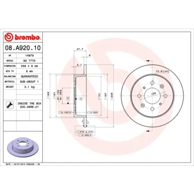 Afbeelding van Brembo Remschijf 08.A920.10