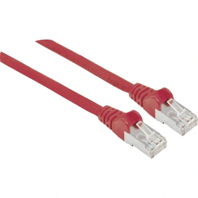 Afbeelding van Intellinet 740760 RJ45 Netwerkkabel, patchkabel CAT 6A S/FTP 1.50 m Rood Folie afscherming, Afscherming gevlochten, Afgeschermd, Halogeenvrij 1 stuk(s)