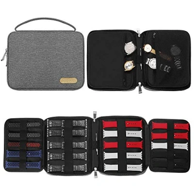 Afbeelding van SIMBOOM horlogeband Organizer Tas, Uitbreidbare Draagtas Morsbestendig Nylon Houdt 20 Horlogebanden Opbergtas Case Pouch voor de meeste maten horlogebanden, pin of horloges,
