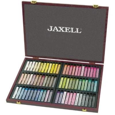 Afbeelding van Honsell Jaxell 47772 Pastel krijt, hoekige vorm, set van 72, in houten koffer, voor vlak en nauwkeurig werken, rijke, lichtechte kleuren, ideaal kunstenaars, hobbyschilders, school, kunstonderwijs