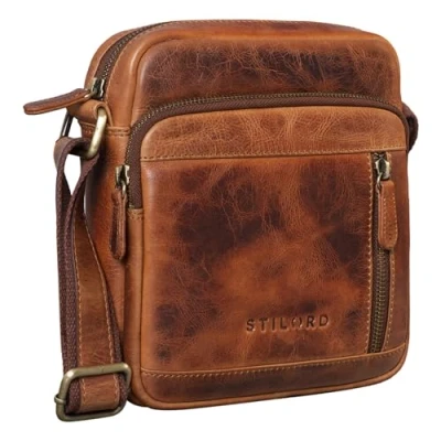 Afbeelding van STILORD &#039;Trae&#039; Kleine Herentas Leer Vintage Elegante Schoudertas Mannelijke Handtas voor 8&#039; tablets Moderne Messenger Bag Mannen Echt Leder, Kleur:kara cognac