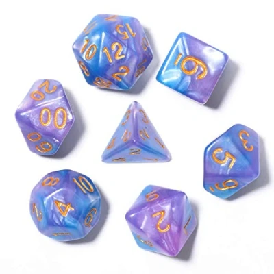 Afbeelding van FLASHOWL Parel Polyedrale Dobbelstenen Tafelspellen D20 DND D12, D10, D8, D6, D4 RPG MTG Dubbele Kleuren Binnen één Stuk Voor Tafelgames (7 Stuks)