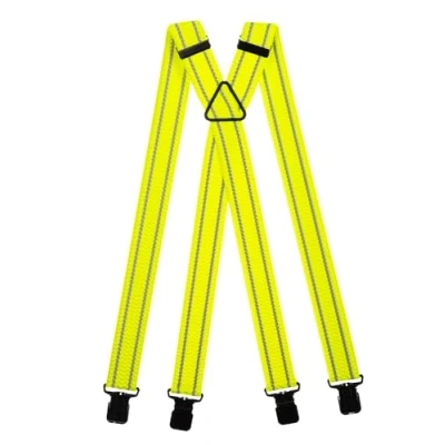 Afbeelding van Olata Hoge Zichtbaarheid Bretels met Reflecterende Strepen 4cm, Zwarte Clips. Geel (X Vorm)