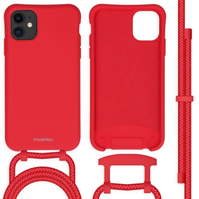 Afbeelding van Apple iPhone 11 Hoesje Siliconen en TPU (zacht) iMoshion Softcase/Koordhoesje/Backcover Rood Telefoonhoesje