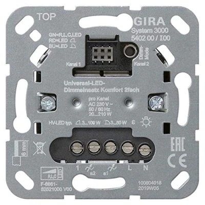 Afbeelding van Gira dimmer 3000 bas elm draai drukknop dimbaar faseaansnijding 540200