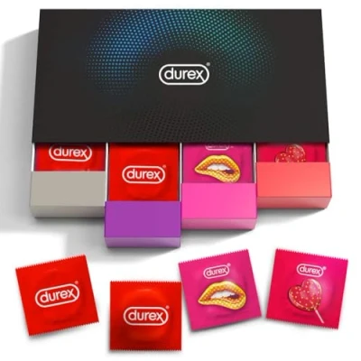 Afbeelding van Durex Fun Explosion condooms in stijlvolle doos, spannende verscheidenheid, praktisch en discreet verpakt, voorkomt dat je plezier doet 40 stuks grote verpakking (1 x stuks)