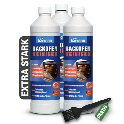Afbeelding van bio chem Ovenreiniger extra sterk, 3 x 1000 ml gelpasta incl. kwast, zelfwerkende vetoplosser voor oven, fornuis en grill, lost ingebrand op zonder opwarmen, schrobben geuren, Made in DE
