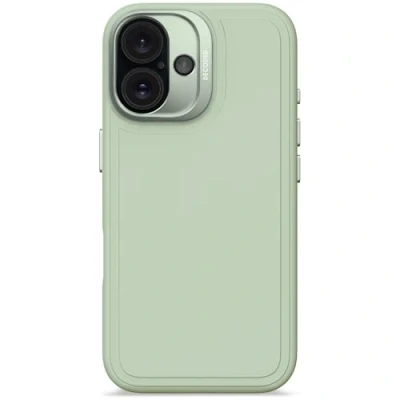 Afbeelding van DECODED Siliconen Stacks Hoesje voor iPhone 16 Premium Soft Touch Materiaal Antibacteriële Coating Geschikt MagSafe Mist Groen