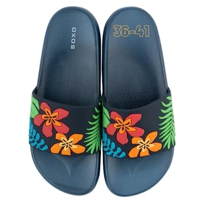 Afbeelding van soxo Badslippers Dames Comfortslippers 40 41 Bladeren